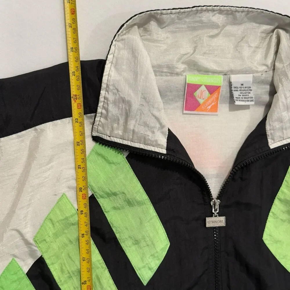 Vintage 80s Jimmy Connors Slazenger Tennis Windbreaker Neon Jacket Sz Medium
